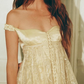 Vintage A Line Off the Shoulder Apricot Satin Lace Prom Dress Evening Dress SH6266