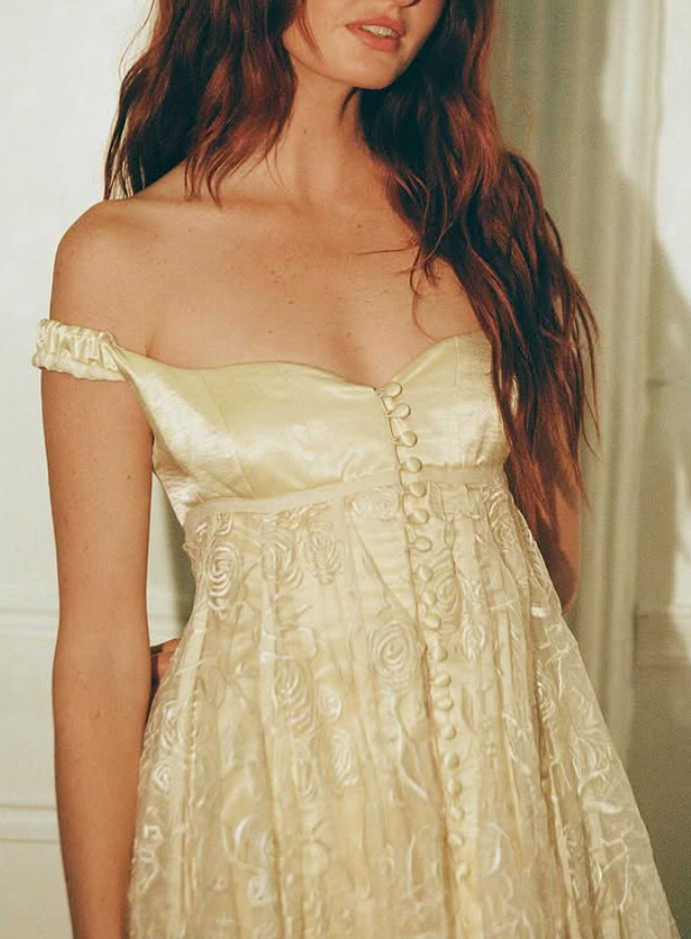 Vintage A Line Off the Shoulder Apricot Satin Lace Prom Dress Evening Dress SH6266