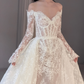 Beautiful Mermaid Long Sleeve Corset White Lace Long Wedding Dress SH7708