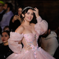 Romantic Poofy Pink Floral Wedding Dresses Off the Shoulder Ball Gown Quinceanera Dress SH2510