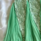Green A Line Spaghetti Strap Lace Chiffon Evening Dress Party Dress SH3424
