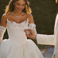Dazzling Ball Gown Strapless Exquisite Beaded White Satin Long Train Wedding Dress SH6190