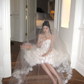 Exquisite 3D Floral A Line Strapless White Tulle Short Cocktail Dress Homecoming Dress SH3403