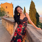 Vintage Mermaid Straps Red Print Floral Chiffon Homecoming Dress Outfits SH4371
