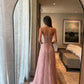 Special A Line Sweetheart Pleated Chiffon Pink Sleeveless Feathers Long Prom Dresses Inspo Prom Gown SH6411