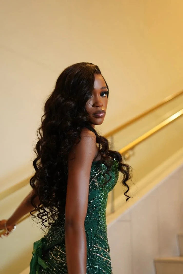 Glamour Mermaid Sweetheart Green Sequin Beads Prom Dresses Party Dress 20th Birthday Outfits Graduation Dress SH6407