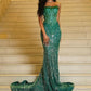 Glamour Mermaid Sweetheart Green Sequin Beads Prom Dresses Party Dress 20th Birthday Outfits Graduation Dress SH6407