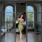 Vintage Sheath Spaghetti Strap Bow Olive Green Satin Short Prom Dress Homecoming Dress SH4231