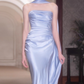 Elegant Sheath Beaded Lilac Satin Open Back Prom Dress Party Dress SH4078