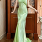 Gentle Mermaid Straps Light Green Satin Open Back Long Prom Dress Graduation Prom Dress SH5271