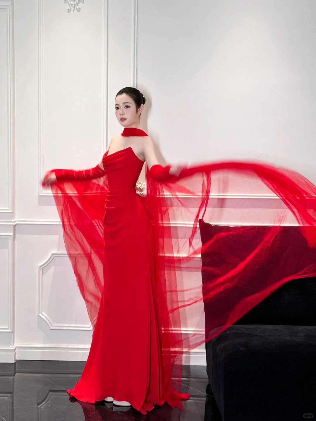 Charming Red Mermaid Strapless Pleated Satin Long Prom Dress Party Dress SH4688