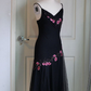Gorgeous Black Prom Dress With Flowers Birthday Outfits Evening Dress SH1283