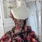 Vintage Black-Red Ball Gown Strapless 3D Floral Layered Organza Prom Dress Sweet 16 Dress SH5784
