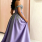 Mermaid Evening Dress Off Shoulder Silver Lace Embroidery Prom Dresses SA692
