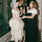 Unique Retro A Line Straps Pleated Satin Prom Dress Wedding Dress SH6431