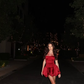 Burgundy Bow A Line Spaghetti Strap Satin Short Homecoming Dress Birthday Dress SH4163