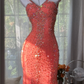 Vintage Mermaid Spaghetti Strap Exquisite Rhinestone Tulle Prom Dress Wedding Guest Dress SH4551