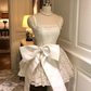 White A Line Spaghetti Strap Pearl Lace Short Homecoming Dress Cocktail Dress SH3360