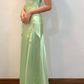 Green Mermaid V Neck Appliques Satin Open Back Long Prom Dress Outfits SH1820