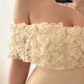 Gentle Apricot Mermaid Off the Shoulder 3D Floral Tulle Long Prom Dress Evening Dress SH6870