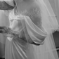 Gentle White A Line Long Sleeve Sequin Lace Satin Evening Dress Party Dress Wedding Dress SH3476
