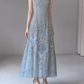 Shiny A Line Spaghetti Strap Exquisite Beaded Blue Tulle Prom Dress Evening Dress SH7716