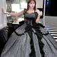 Stunning Black Bow A Line Sequin Lolita Goth Boning Dress Prom Dress SH4912