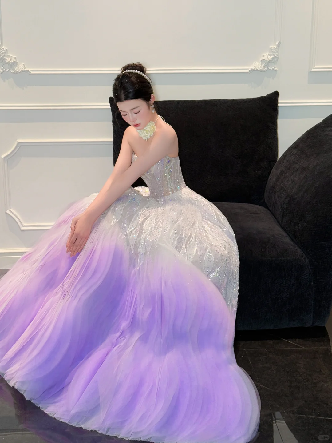 Stunning Ball Strapless Sequin Purple Tulle Long Prom Dress Party Dress SH4689