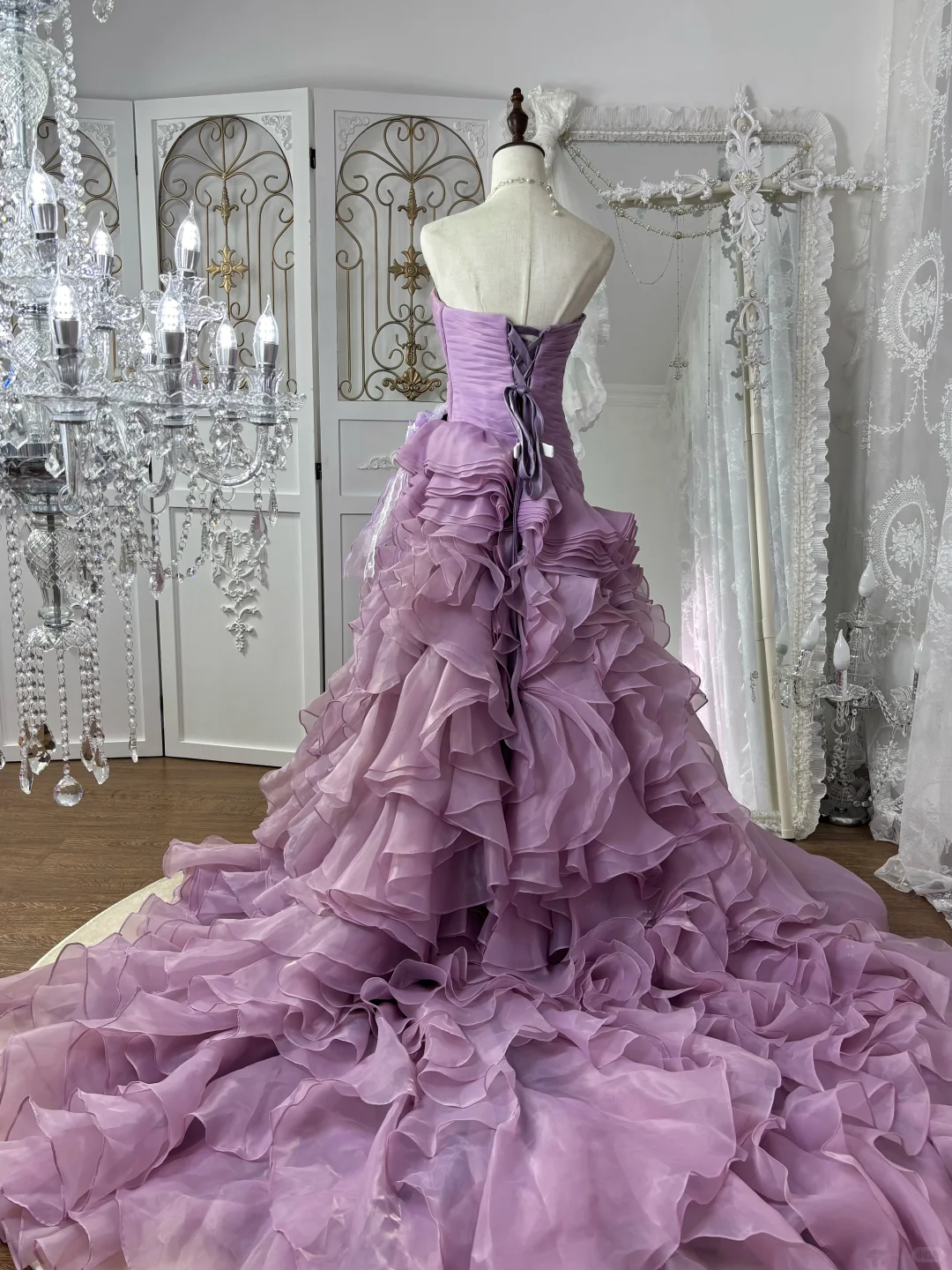 Vintage Purple Mermaid Sweetheart Neck Layered Organza Prom Dress Sweet 16 Dress SH5780