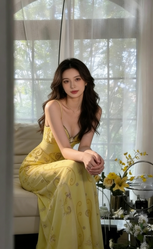 Gorgeous Yellow Spaghetti Strap A Line Chiffon Beaded Long Prom Dress SH2901