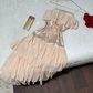 Cute A Line Strapless Tiered Beige Chiffon Satin Short Evening Dress Homecoming Dress SH2707