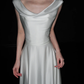 Simple Classic A Line Straps White Satin Long Sweep Wedding Dress SH5228