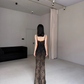 Glamorous Sheath Spaghetti Strap Beaded Black Ombre Tulle Prom Dress Evening Dress SH7715
