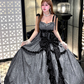 Stunning Black Bow A Line Sequin Lolita Goth Boning Dress Prom Dress SH4912