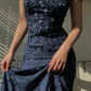 Vintage Navy Blue Spaghetti Straps Prom Dress Sexy Mermaid Evening Dress SH1208