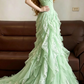 Baby Blue Mermaid Exquisite Beaded Layered Chiffon Lace Graduation Prom Dress Wedding Guest Dress SH5430