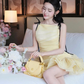 Cute A Line Spaghetti Strap Yellow Chiffon Short Homecoming Dress Birthday Dress SH4674