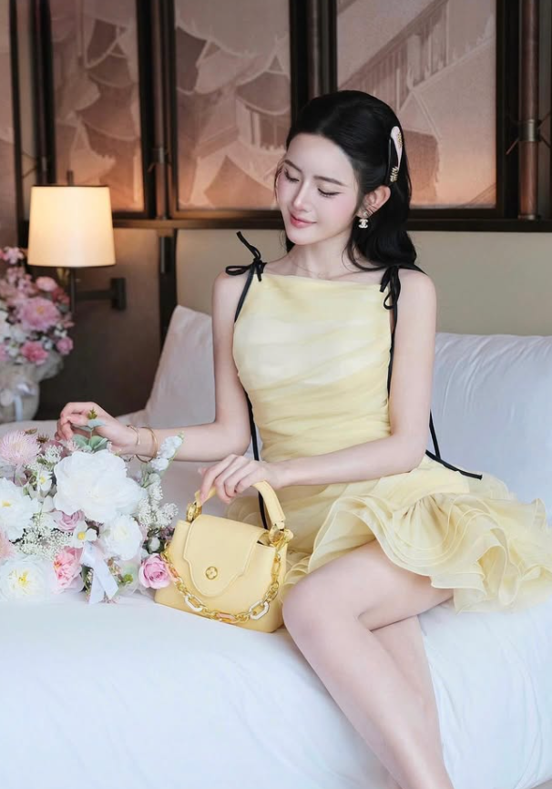Cute A Line Spaghetti Strap Yellow Chiffon Short Homecoming Dress Birthday Dress SH4674