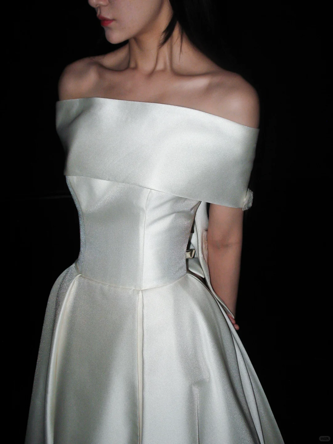 Vintage A Line Off the Shoulder White Simple Satin Long Wedding Dress SH8927
