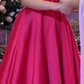 Beautiful Hot Pink Strapless Long Party Dress With Bow SH1425