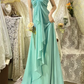 Gentle Blue A Line One Shoulder Ruffle Chiffon Long Prom Dresses SH4631