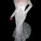 Unique Mermaid Long Sleeve White Exquisite Lace Long Wedding Dress SH8890