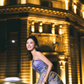 Unique A Line Strapless Blue Ombre Tulle Long Prom Dress Evening Dress B96