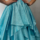 Beautiful A Line V Neck Blue Beaded Layered Satin Long Prom Dress Evening Dress SH6778