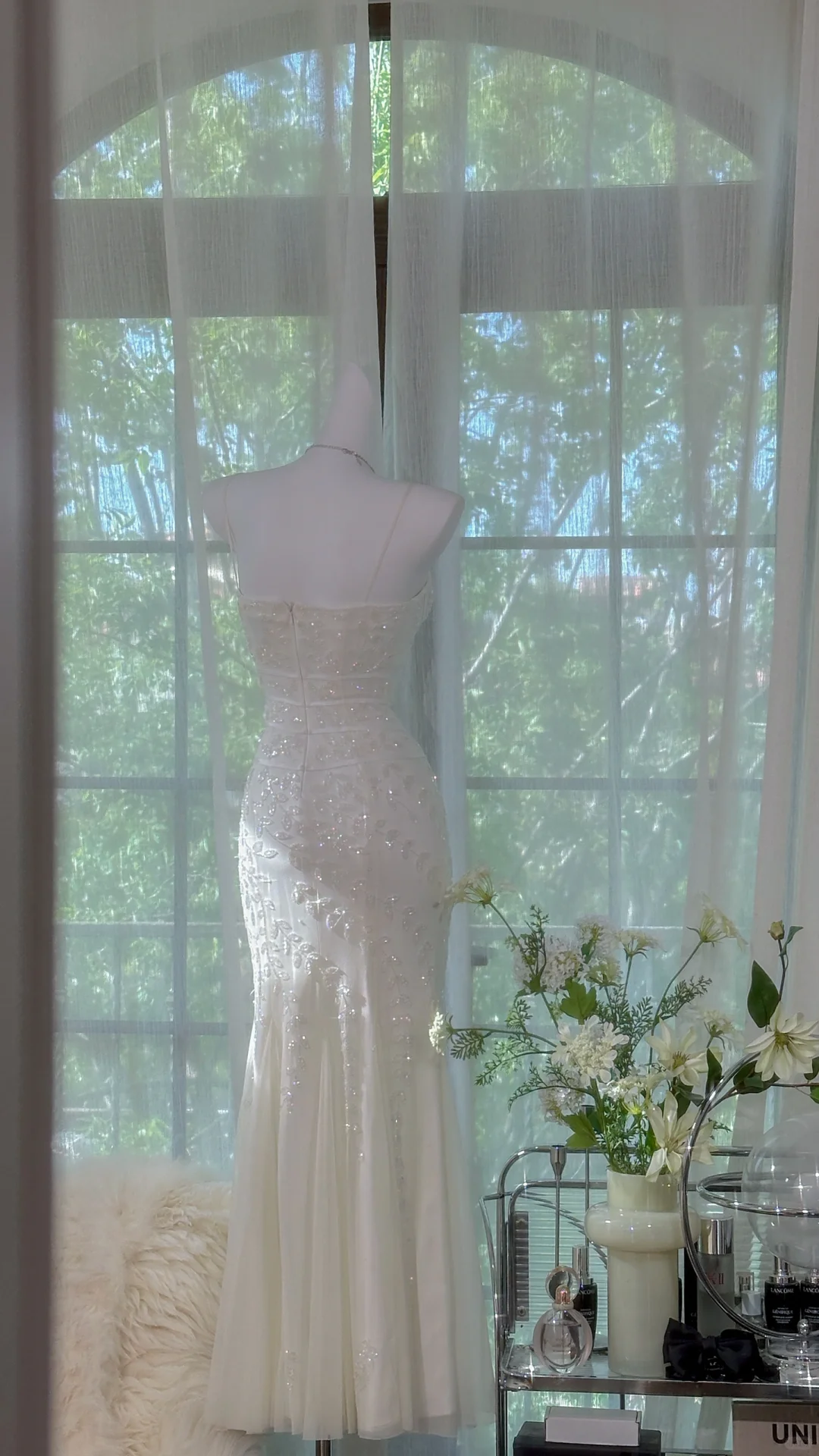 Gentle Mermaid Spaghetti Strap Beaded White Chiffon Long Prom Dress Evening Dress SH2984 Gentle Mermaid Spaghetti Strap Beaded White Chiffon Long Prom Dress Evening Dress SH2984