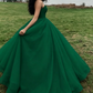 Green ball gown organza green puffy prom dress SA1573
