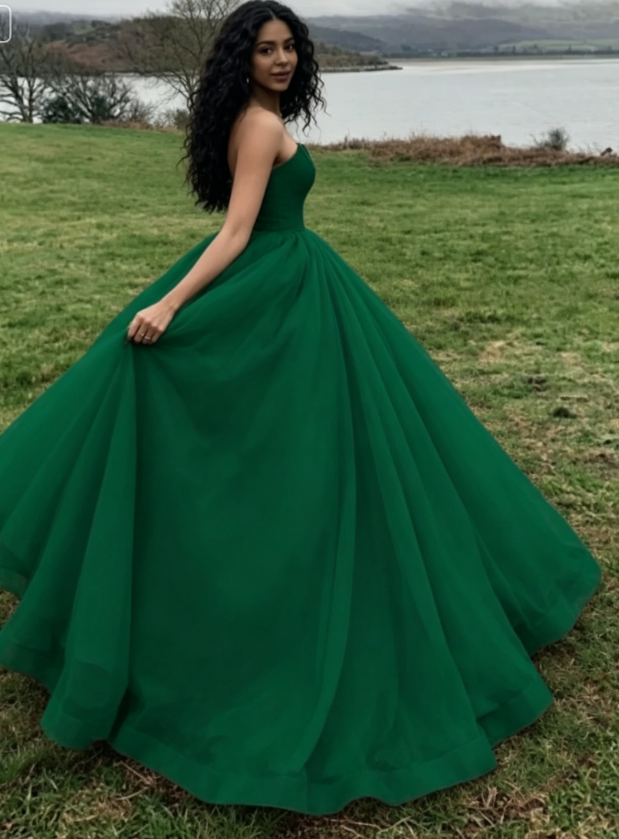 Green ball gown organza green puffy prom dress SA1573