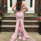 Pink Off The Shoulder Sweetheart Long Mermaid Prom Dress Elegant Party Dress SH706