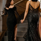 Sexy Mermaid Spaghetti Strap Black Sequin Tulle Long Prom Dress Graduation Prom Dress SH2465