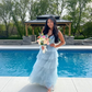 Light Blue Tulle Layered Long Prom Dress Elegant Evening Dress SH1094